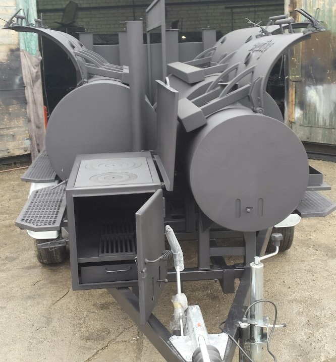 “BMD-3”  reverse flow dual chamber BBQ trailer(XXXL)